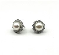 Sterling Silver Freshwater Pearl 8.6mm With CZ