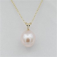 14KT Yellow Gold Freshwater Pearl With Diamond