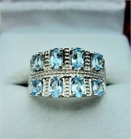 Sterling Silver Natural Blue Topaz (1.68ct) Ring,.