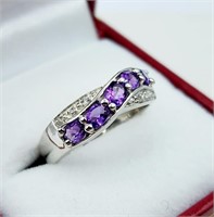 Sterling Silver Natural Amethysts (0.60ct) With