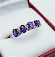 Sterling Silver Natural Amethysts (1ct) With CZ
