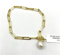 Gold Plated Sterling Silver Freshwater Pearl 9x7