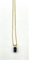 10KT Yellow Gold Natural Iolite Pendant with Gold.