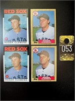 Lot of 4 Roger Clemens Red Sox Baseball Cards