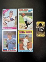 Lot of 4 Carl Yastrzemski Red Sox Baseball Cards