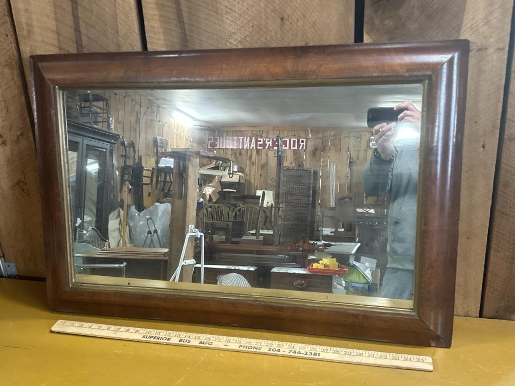 Antique maple framed mirror