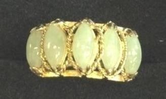 18 Kt. Gold and Silver Apple Jade Ring