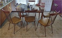 Vtg. 6 Mid Century Metal Wooden Chair