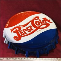 Pepsi-Cola Tin Bottle Cap Wall Sign