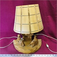 Vintage Woodcarved Table Lamp