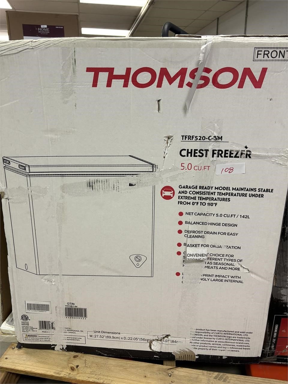 thomson 5 cu ft chest freezer