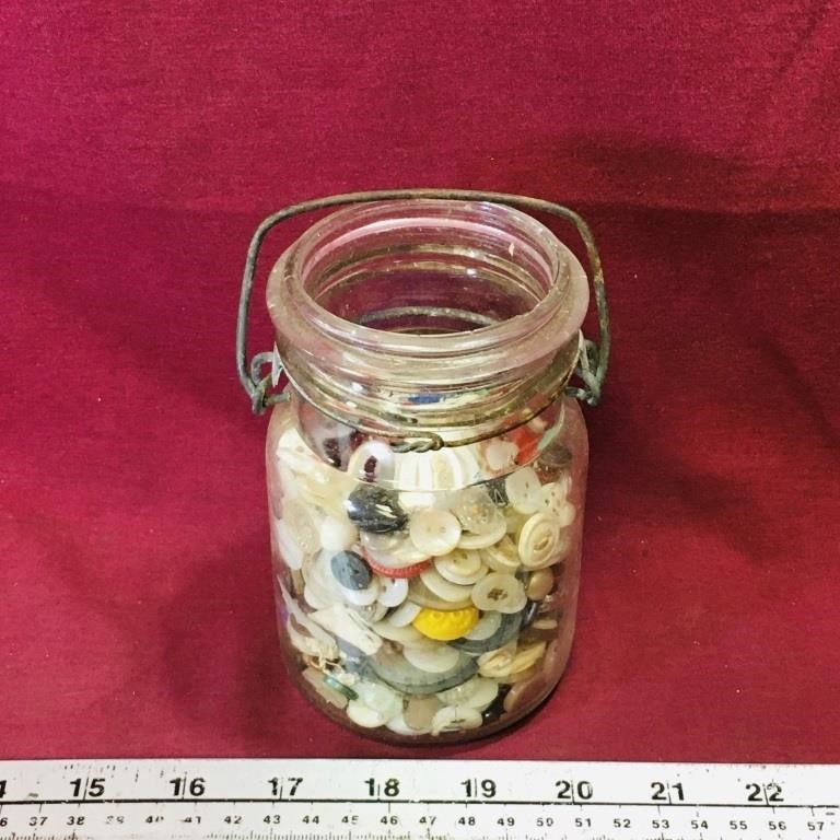 Mason Jar Filled With Crafts Buttons