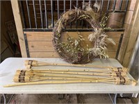 Spring/fall Wreath & 6 outdoor torches