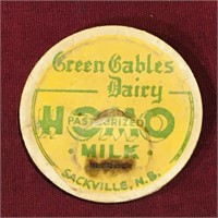 Green Gables Dairy Sackville NB Milk Bottle Top