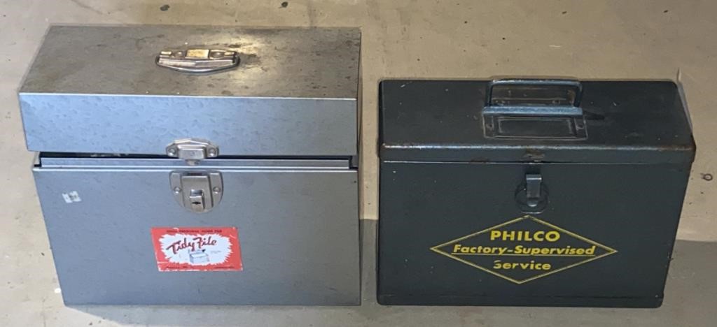 Metal Cash Boxes, 12x9in and 12x12in 
(Bidding