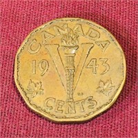 1943 Canada 5 Cent Tombaq "Victory" Coin