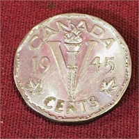 1945 Canada 5 Cent Steel "Victory" Coin