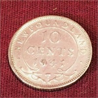 Silver 1941 Newfoundland 10 Cent Coin