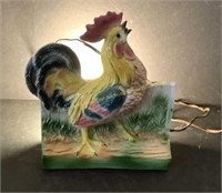 * Vtg Porcelain rooster lamp  Light fixture needs