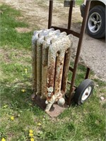 Vintage cast-iron radiator cart not included
