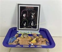 WF Superstars of Wrestling TV tray and Kiss