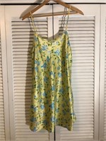 VINTAGE YELLOW FLORAL CHEMISE NIGHTGOWN LARGE