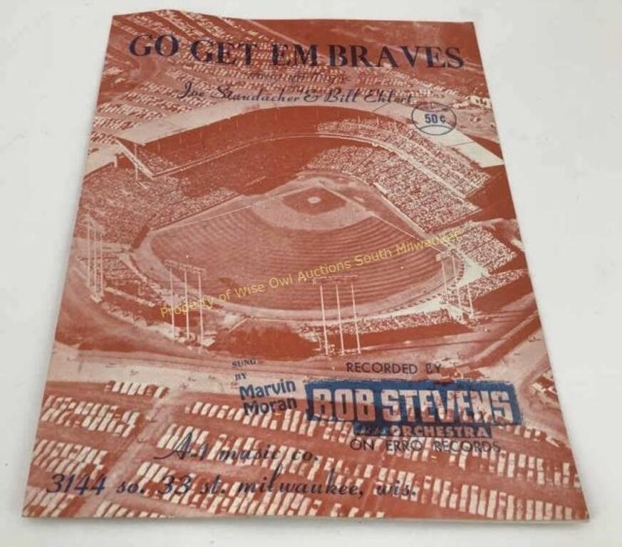 Vtg "Go Get Em" Milw Braves music sheet