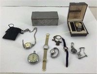 Lot of old watches, stop watch w/small metal