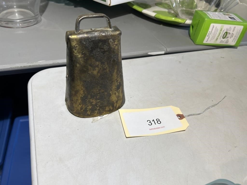 OLD BRASS COW BELL WITH CLAPPER