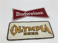 2- Large Beer patches  Bud bow tie & Olympia
