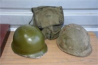 2- WW2 US HELMETS & BAG !-CSE