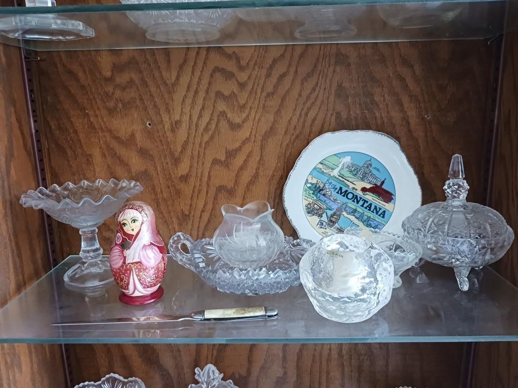 Crystal glass with big sky Montana collector plate