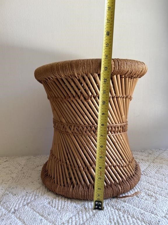 Brown wicker plant stand