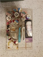 Sewing container with supplies