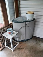 Storage container with flower pot and chair