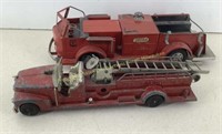 * Pair of Vtg Fire trucks  Hubley & model toy
