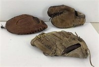 Lot of 3- Vtg Baseball gloves