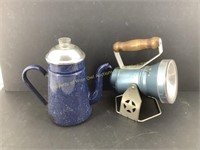 Enamel coffee pot and star lantern