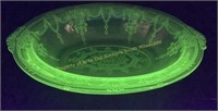 Cameo green uranium glass oval bowl