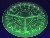 Hocking Colonial green uranium glass grill plate