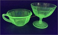 Princess green uranium glass cup & saucer