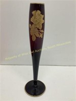 * Cambridge purple 10' gold rose vase (repaired)