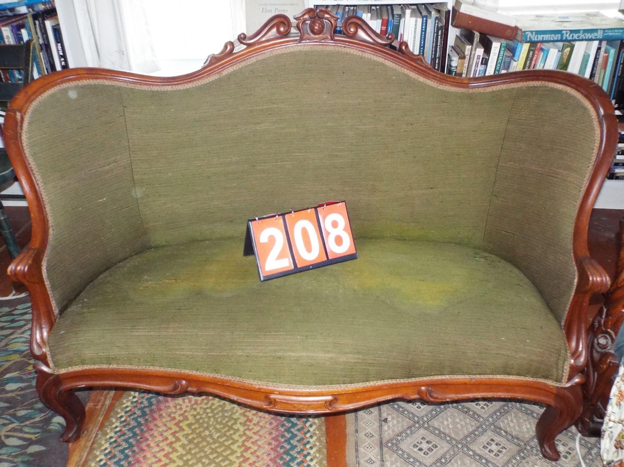 crested grape carved back walnut Victorian sofa