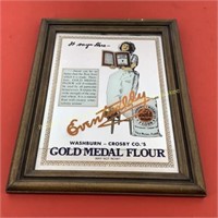 Gold Metal Flour Advertising Mirror  11 x 14