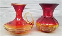 (2) Amberina Glass Vases