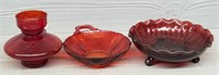 (3) Ruby Red Glass Pieces