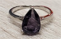 Purple Pear Cut Amethyst Ring