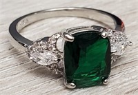 Faceted Emerald Cut Ring