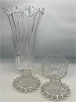Vintage Gorham Lady Anne Crystal & vase & candle