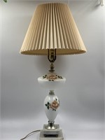 Vintage lamp with marble base and rose motif